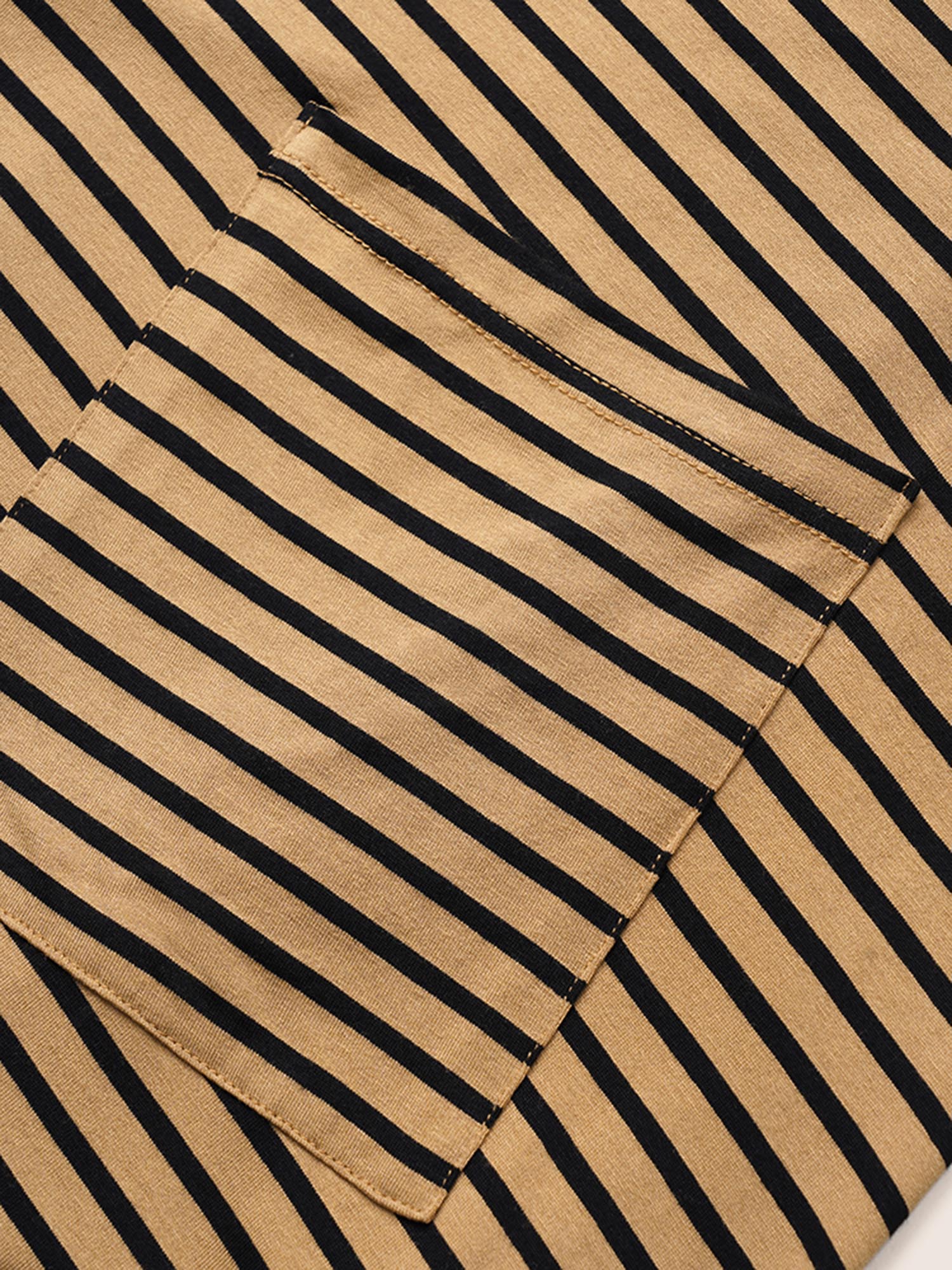 Striped Pocket Asymmetrical Split Hem Tunic T-shirt - Image 5