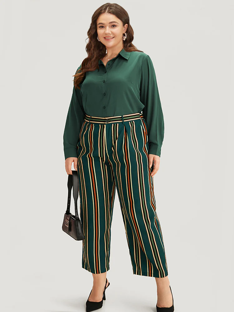 Striped Pocket Elastic Waist Woven Pants - Image 2