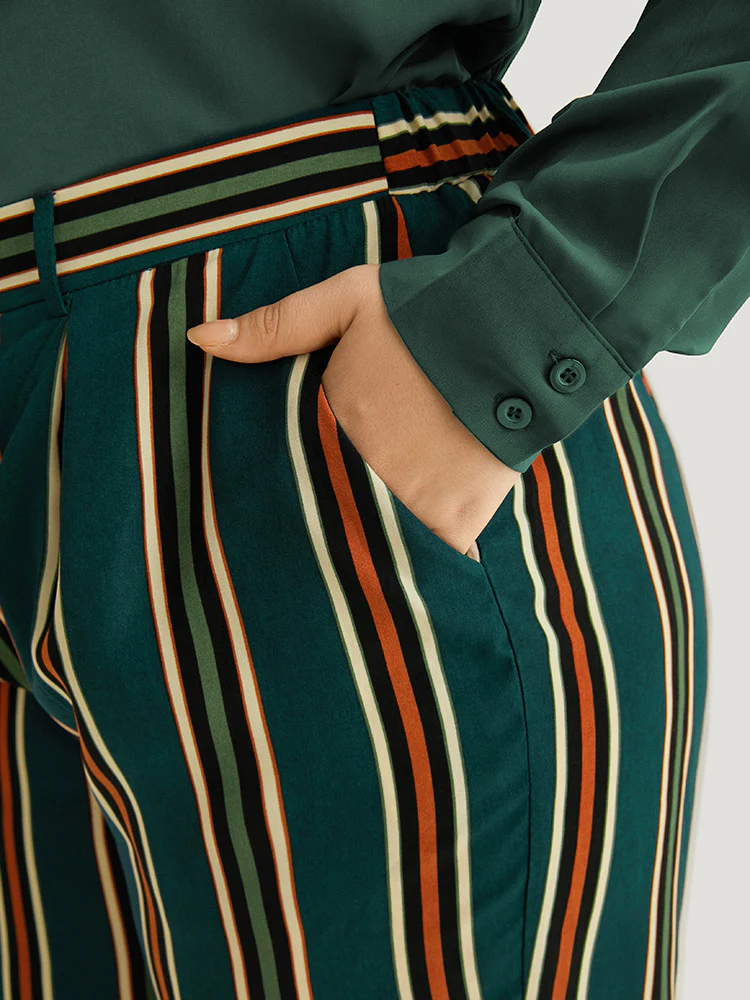 Striped Pocket Elastic Waist Woven Pants - Image 6