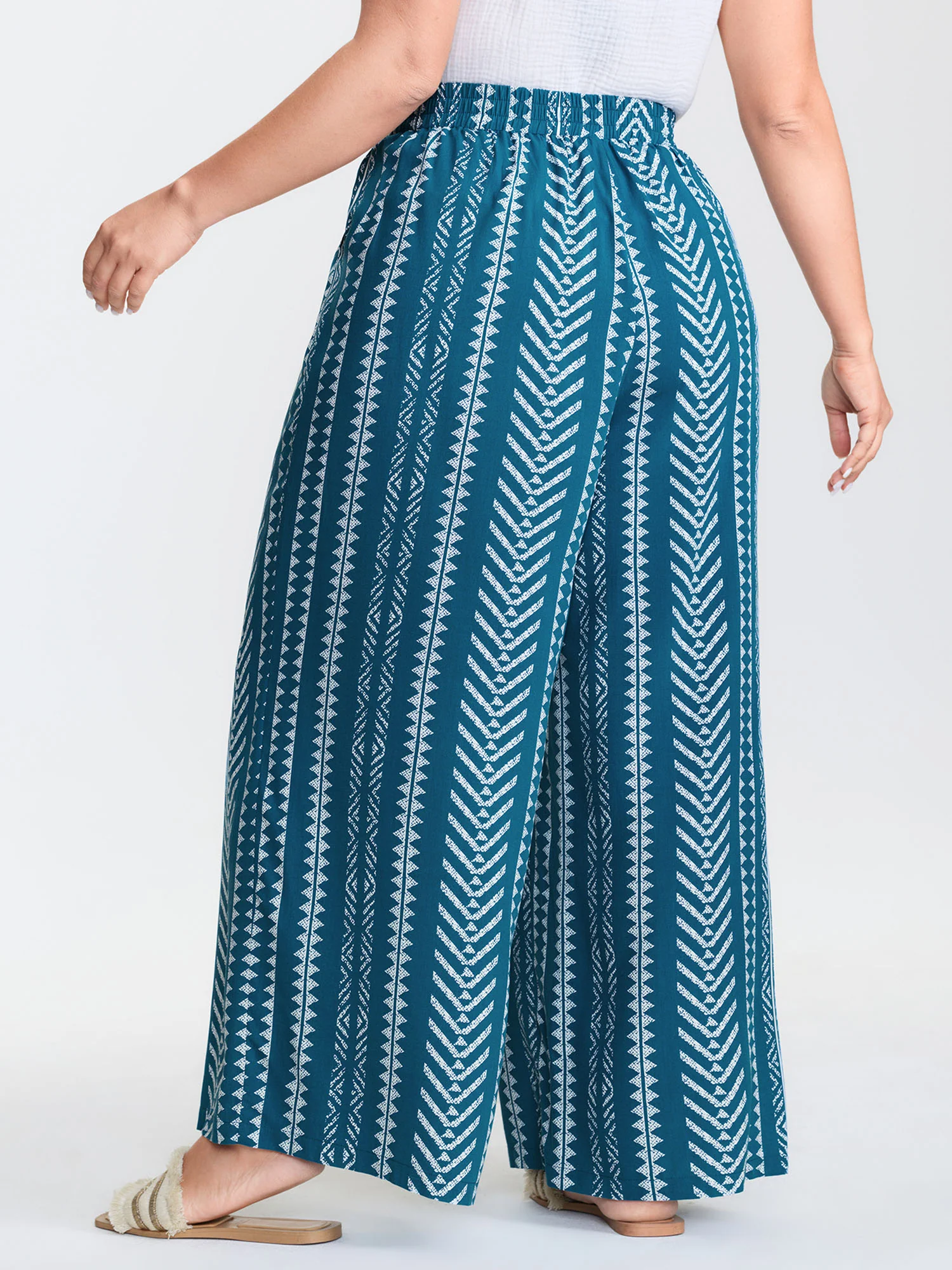Striped Pockets Wide-Leg Pants - Image 5