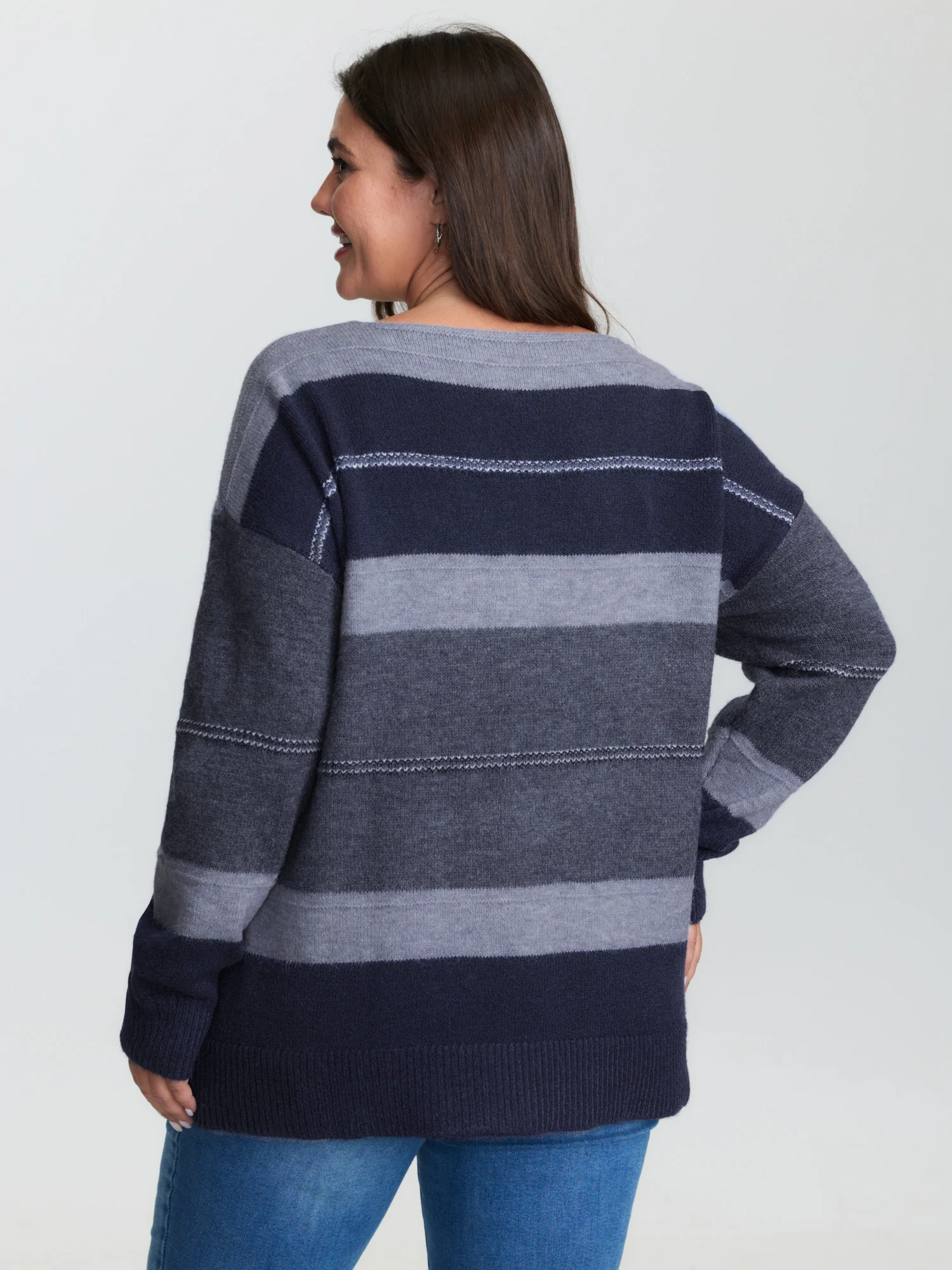 Striped Print Color Contrast Pullover - Image 11