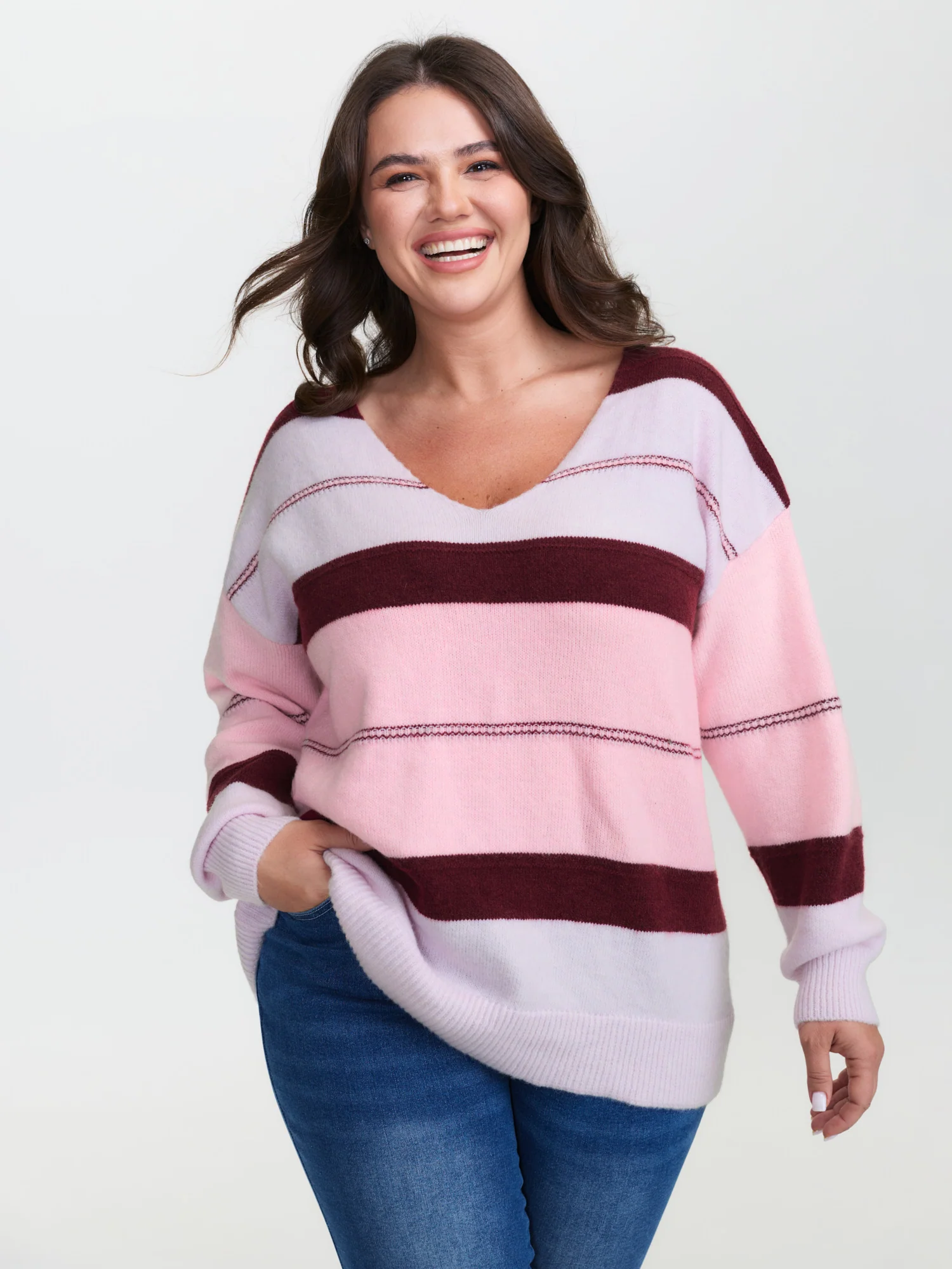 Striped Print Color Contrast Pullover - Image 12