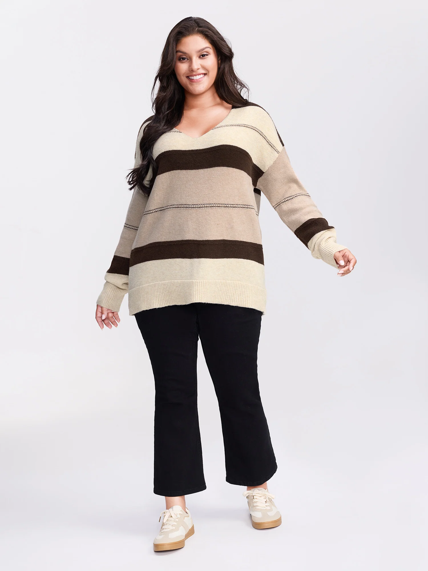 Striped Print Color Contrast Pullover - Image 26