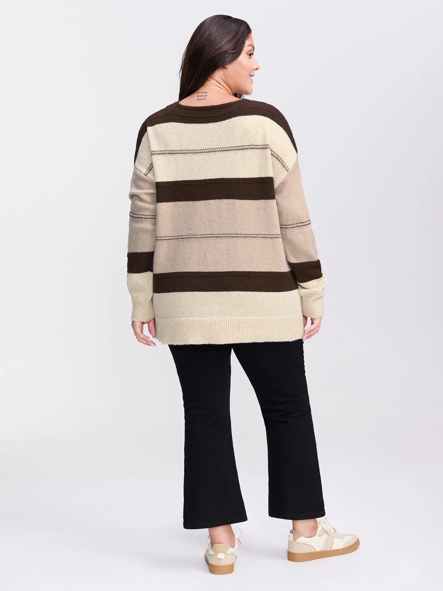 Striped Print Color Contrast Pullover - Image 28