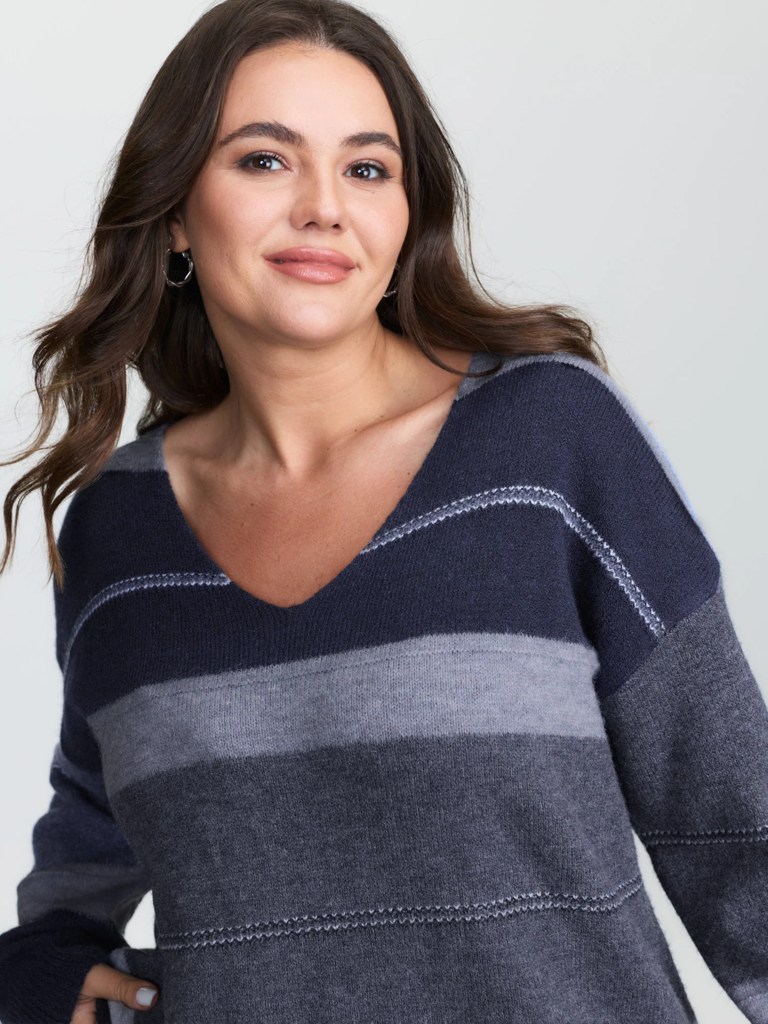 Striped Print Color Contrast Pullover - Image 9