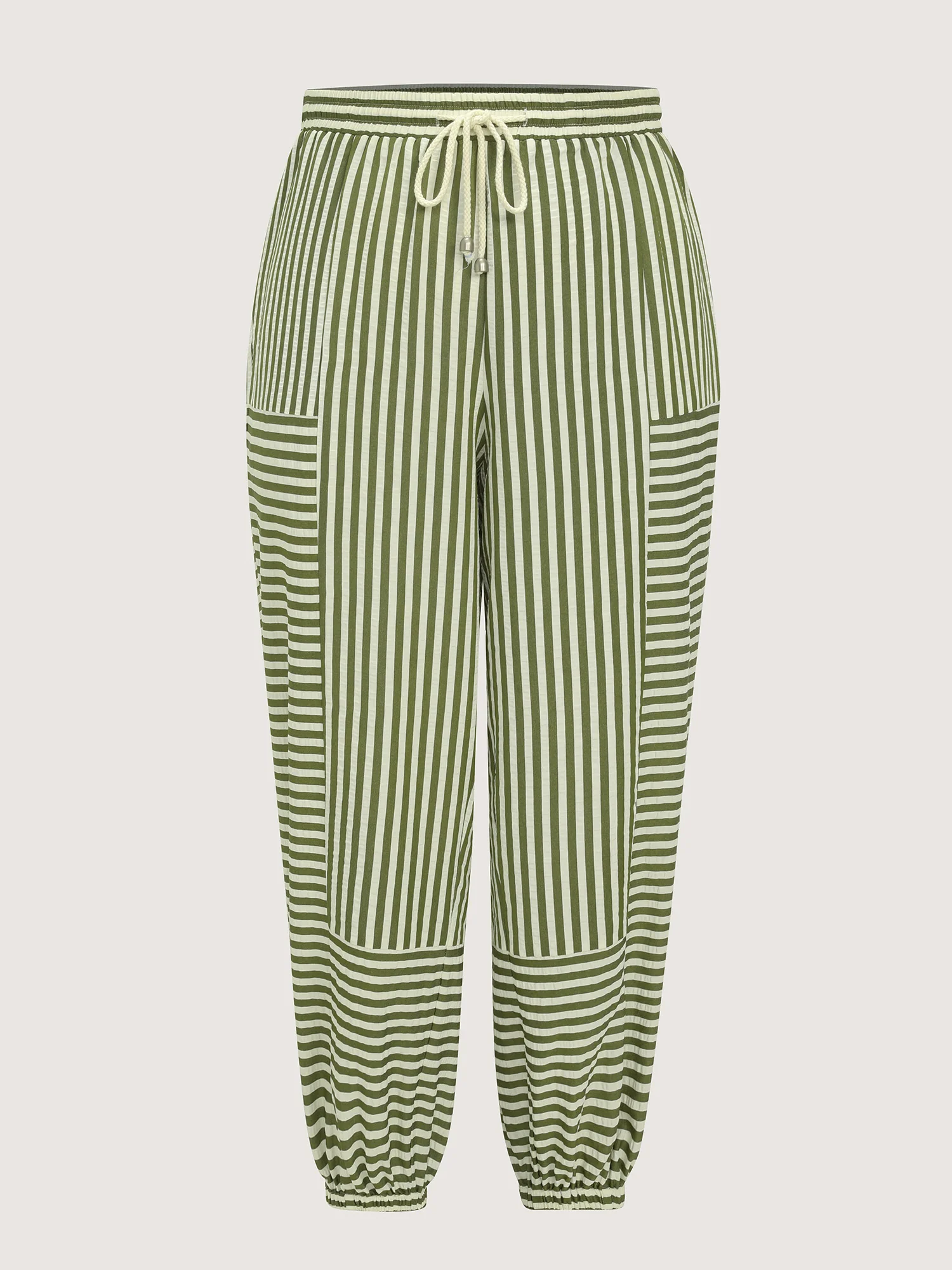 Striped Print Cuffed Hem Pants - Image 8
