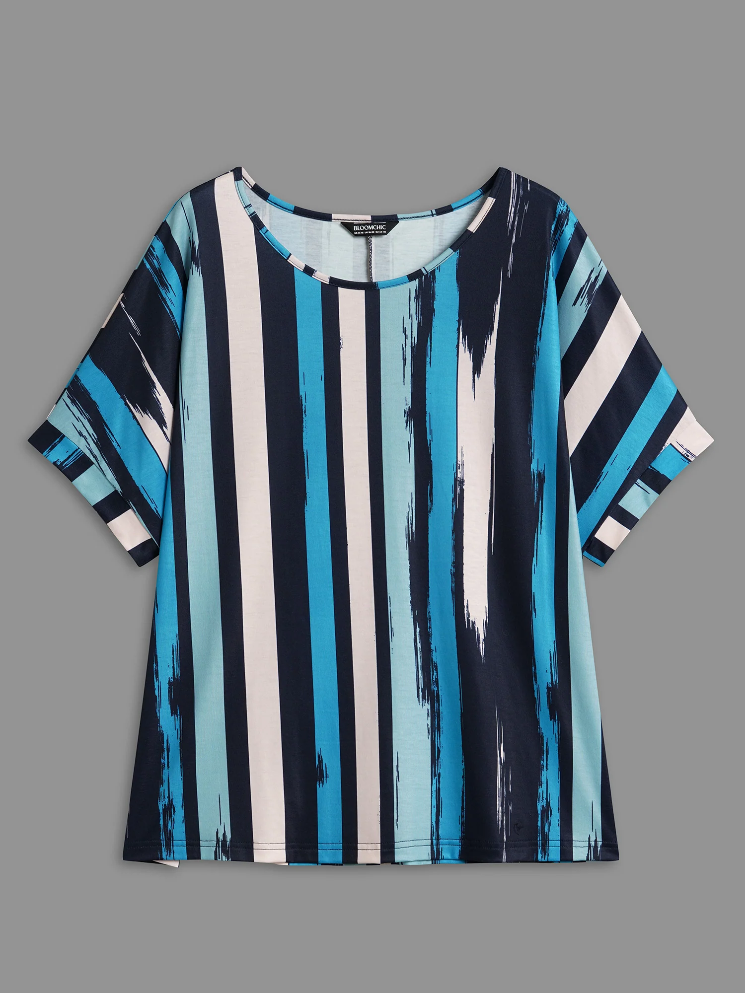Striped Print Dolman Sleeve T-Shirt - Image 8