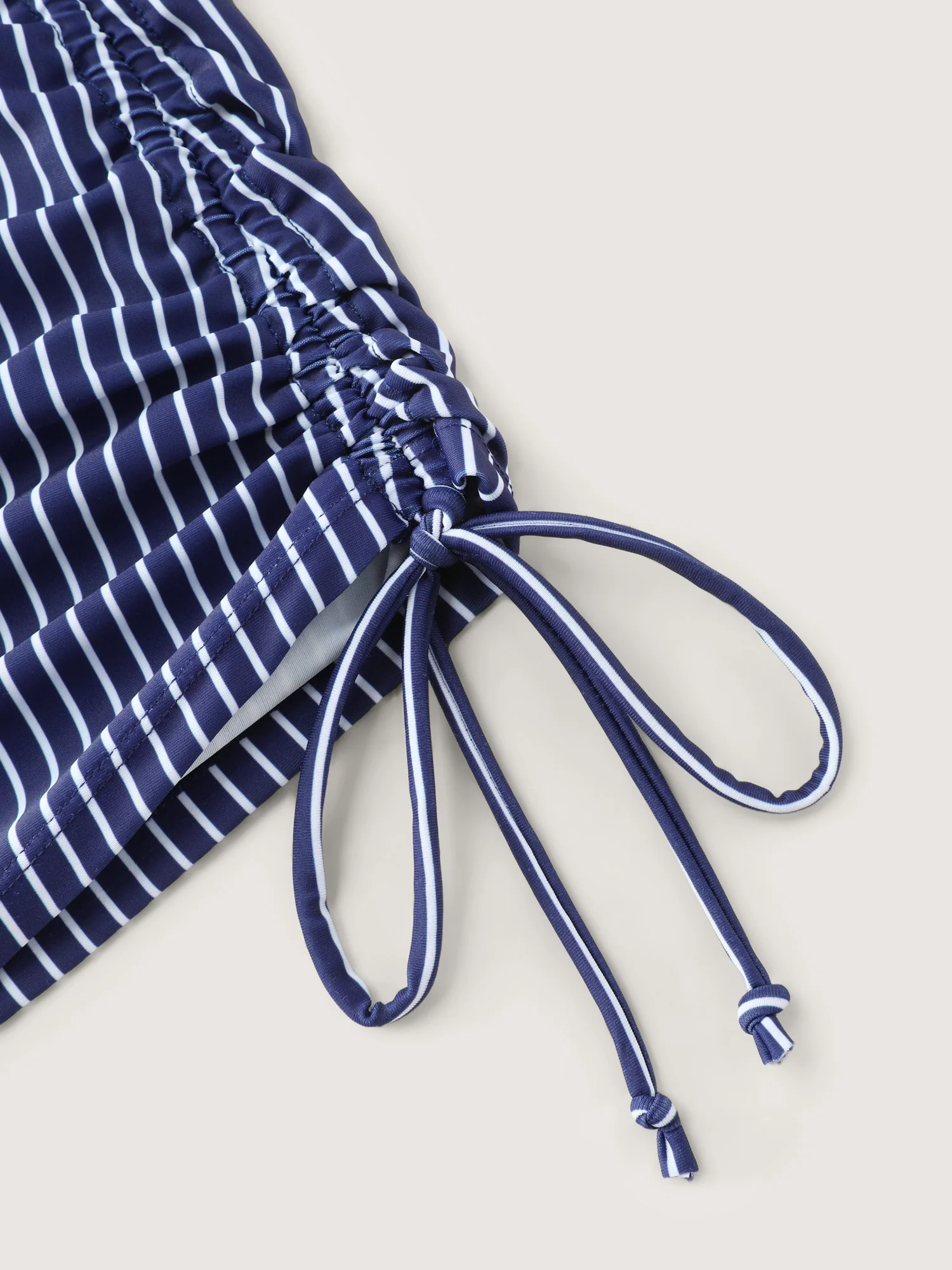 Striped Print Drawstring Sides Swim Top - Image 5