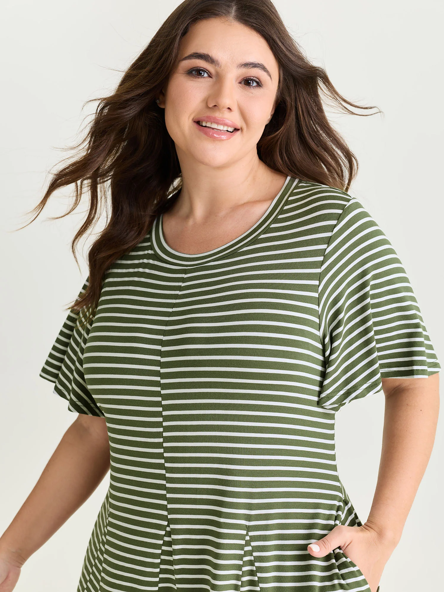 Striped Print Fit And Flare Mini Dress - Image 2