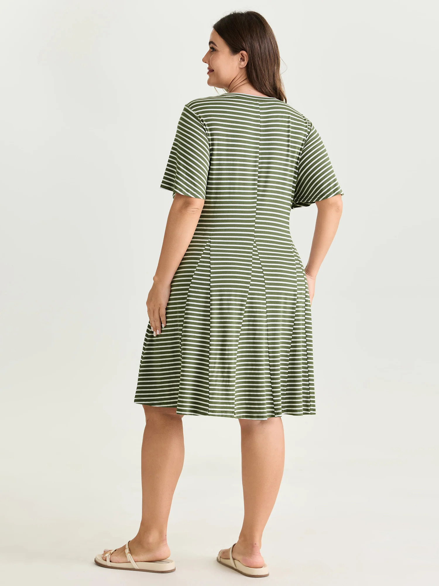 Striped Print Fit And Flare Mini Dress - Image 4