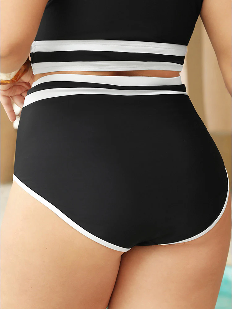 Contrast Trim High Waist Bikini Bottom - Image 2