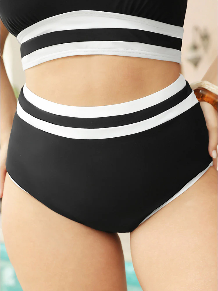 Contrast Trim High Waist Bikini Bottom - Image 3