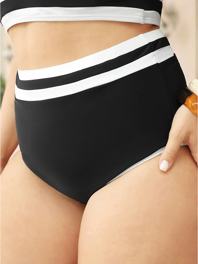 Contrast Trim High Waist Bikini Bottom - Image 4