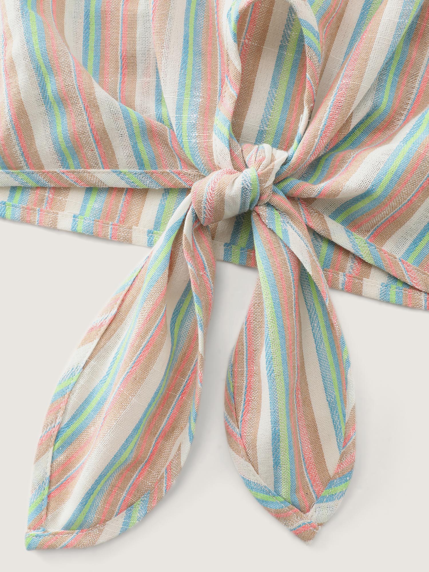 Striped Print Knotted Front Blouse - Image 6