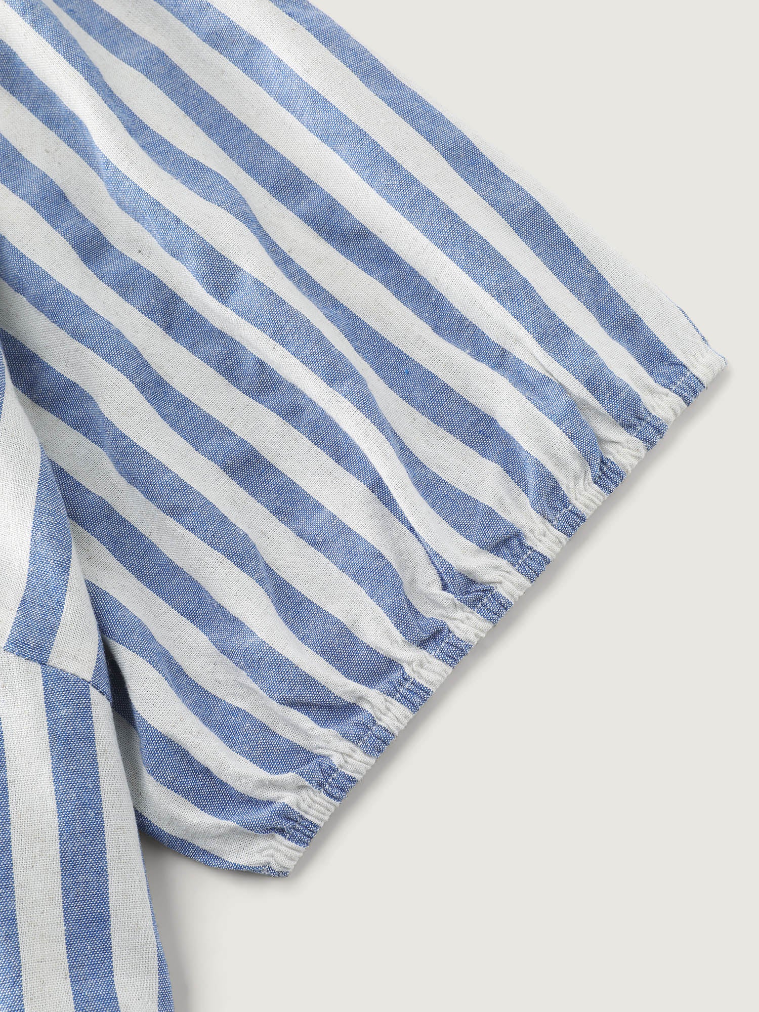 Sun-Washed Cotton Striped Print Neck Tie Blouse - Image 5
