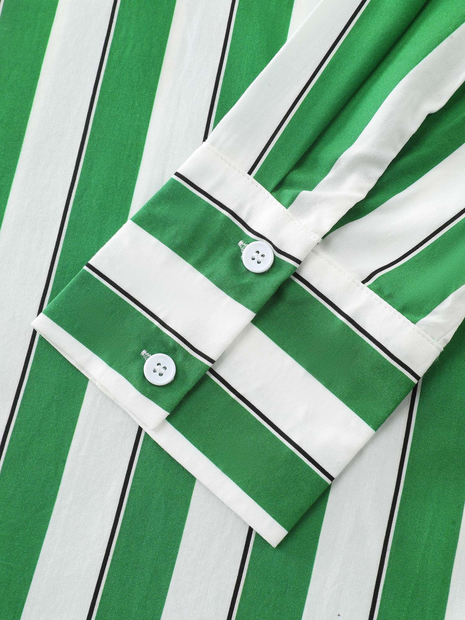 Striped Print Pleated Button-Down Shirt - Image 7