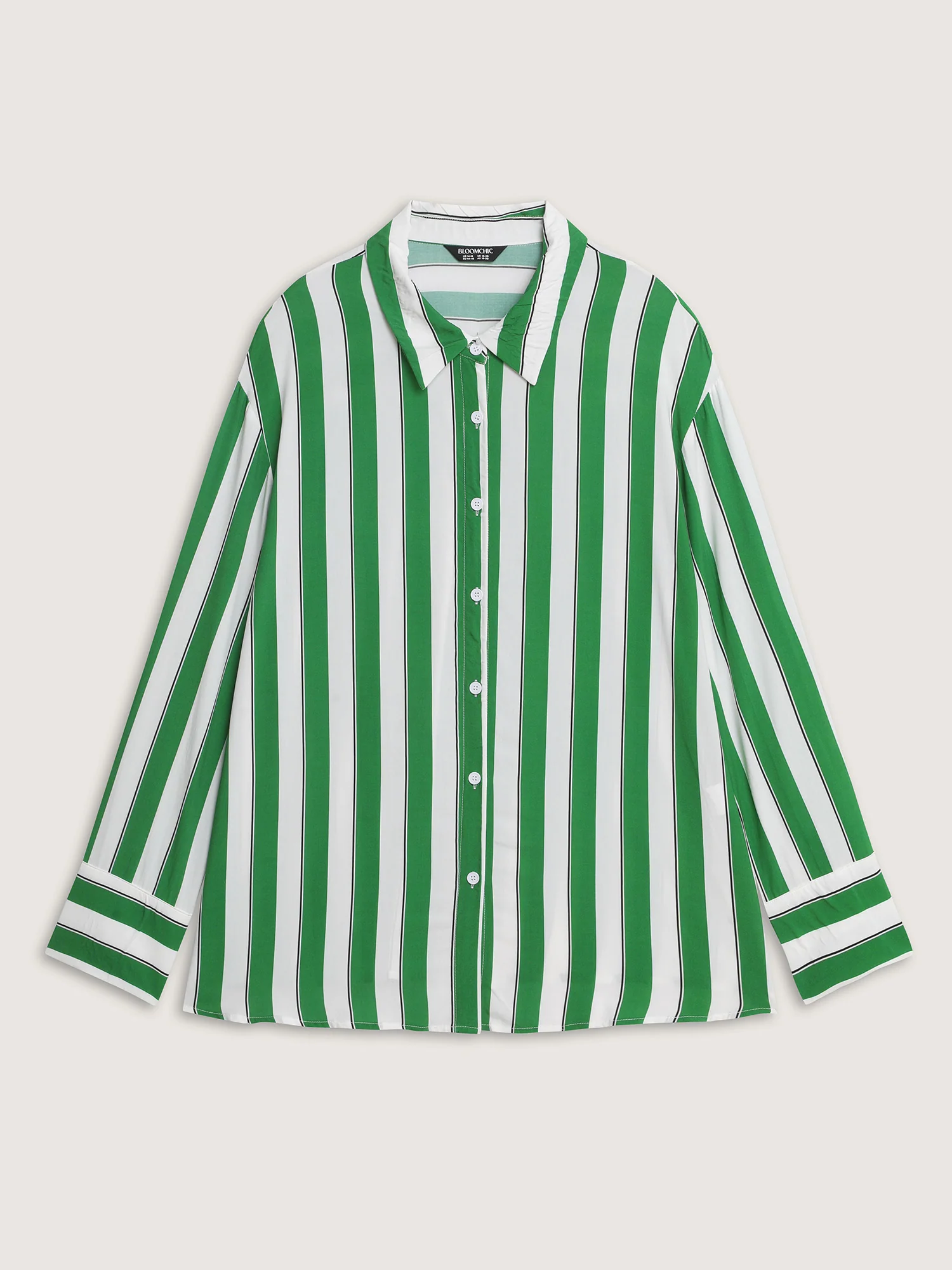 Striped Print Pleated Button-Down Shirt - Image 8