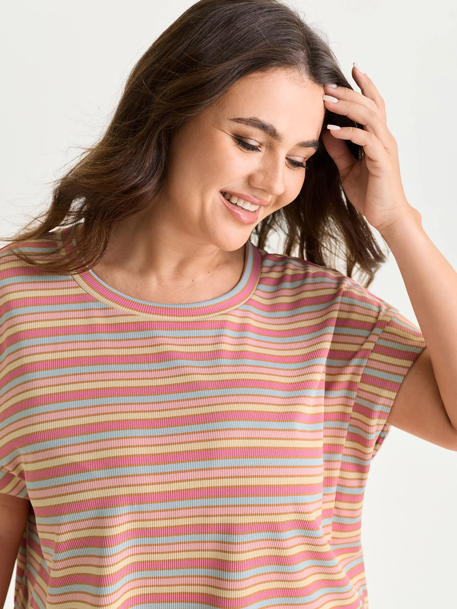 Striped Print Relaxed-Fit T-Shirt - Image 2