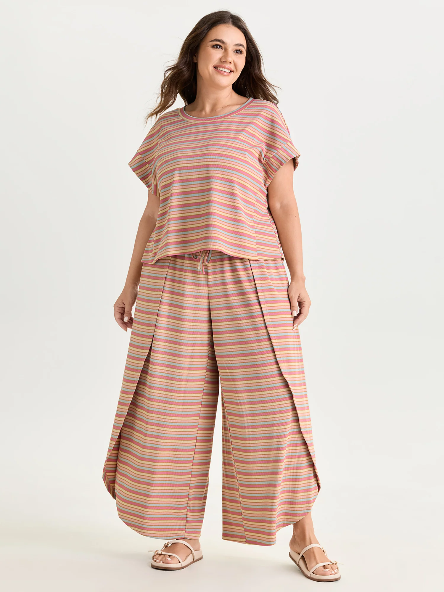 Striped Print Relaxed-Fit T-Shirt - Image 3