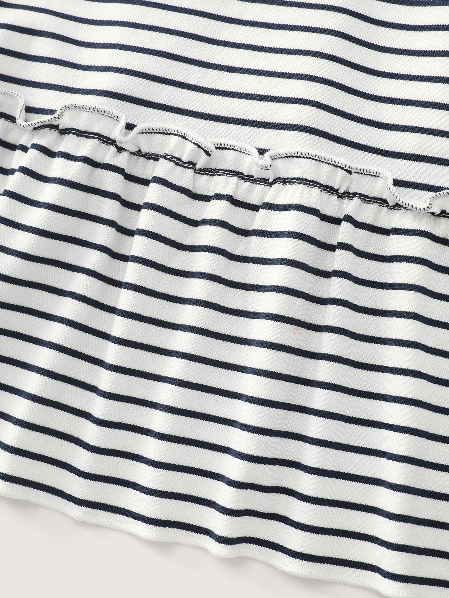 Striped Print Ruffled Hem Long T-Shirt - Image 5