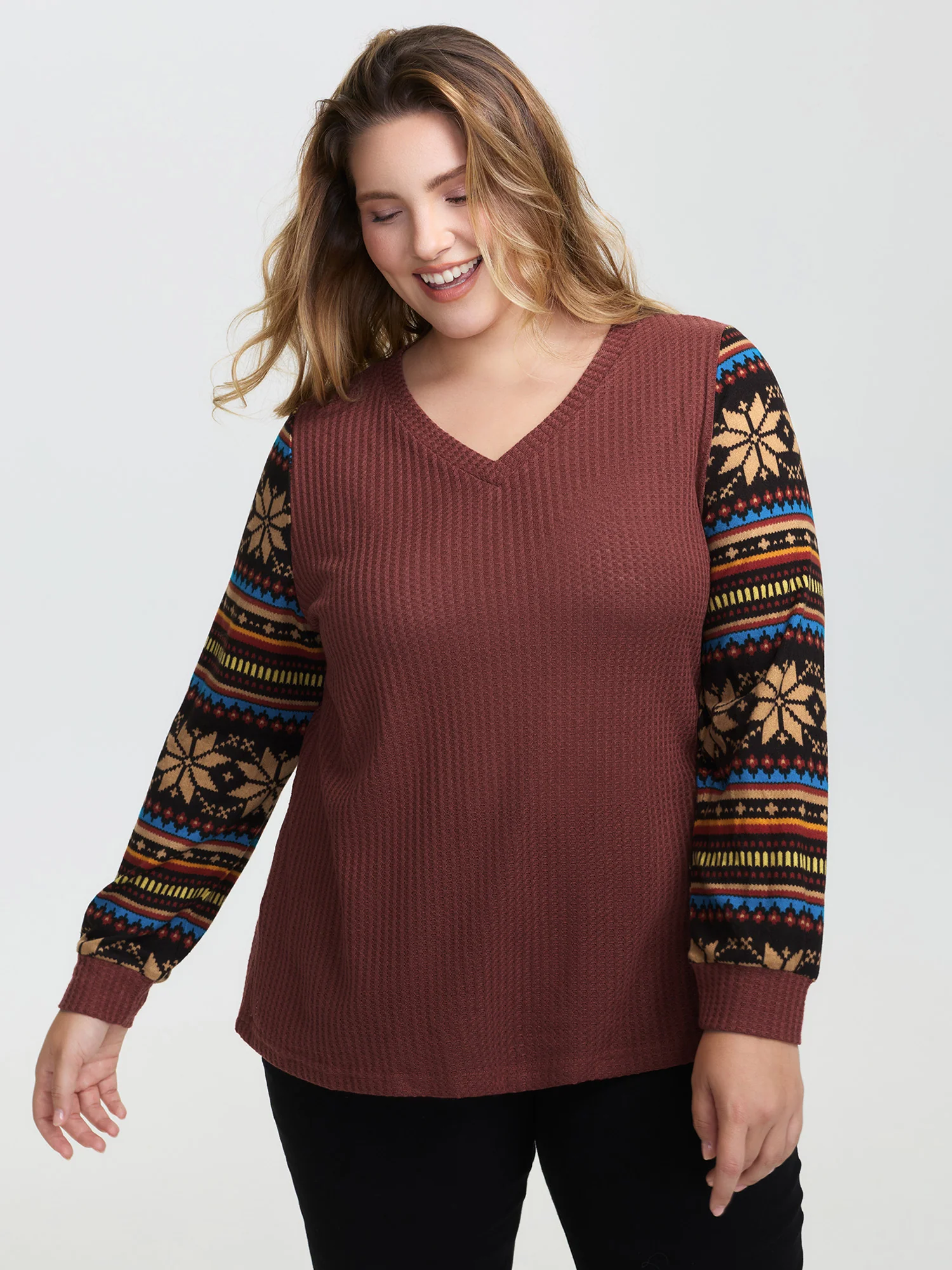 Striped Print Sleeve Gold Stamped T-Shirt - Image 2
