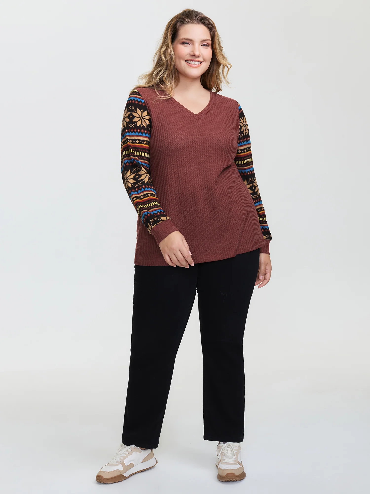 Striped Print Sleeve Gold Stamped T-Shirt - Image 3