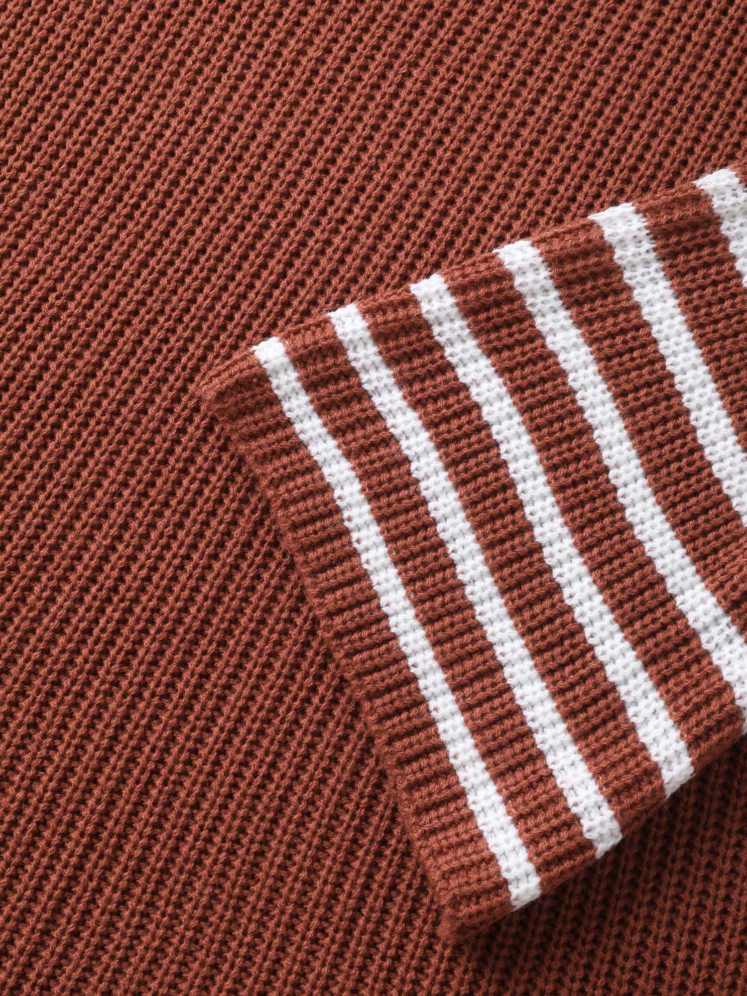 Striped Print Textured Drop Shoulder Pullover - Image 5