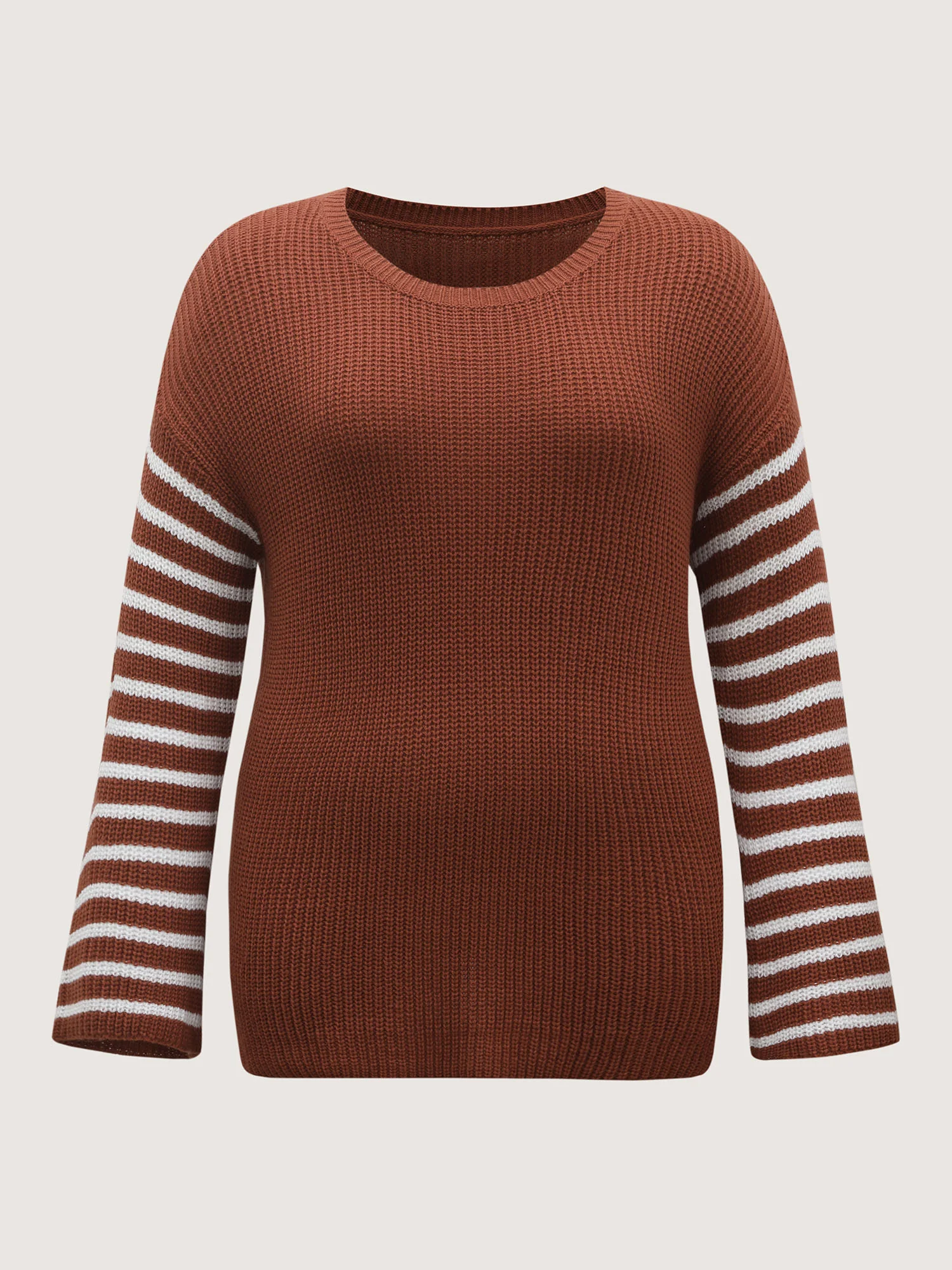 Striped Print Textured Drop Shoulder Pullover - Image 7