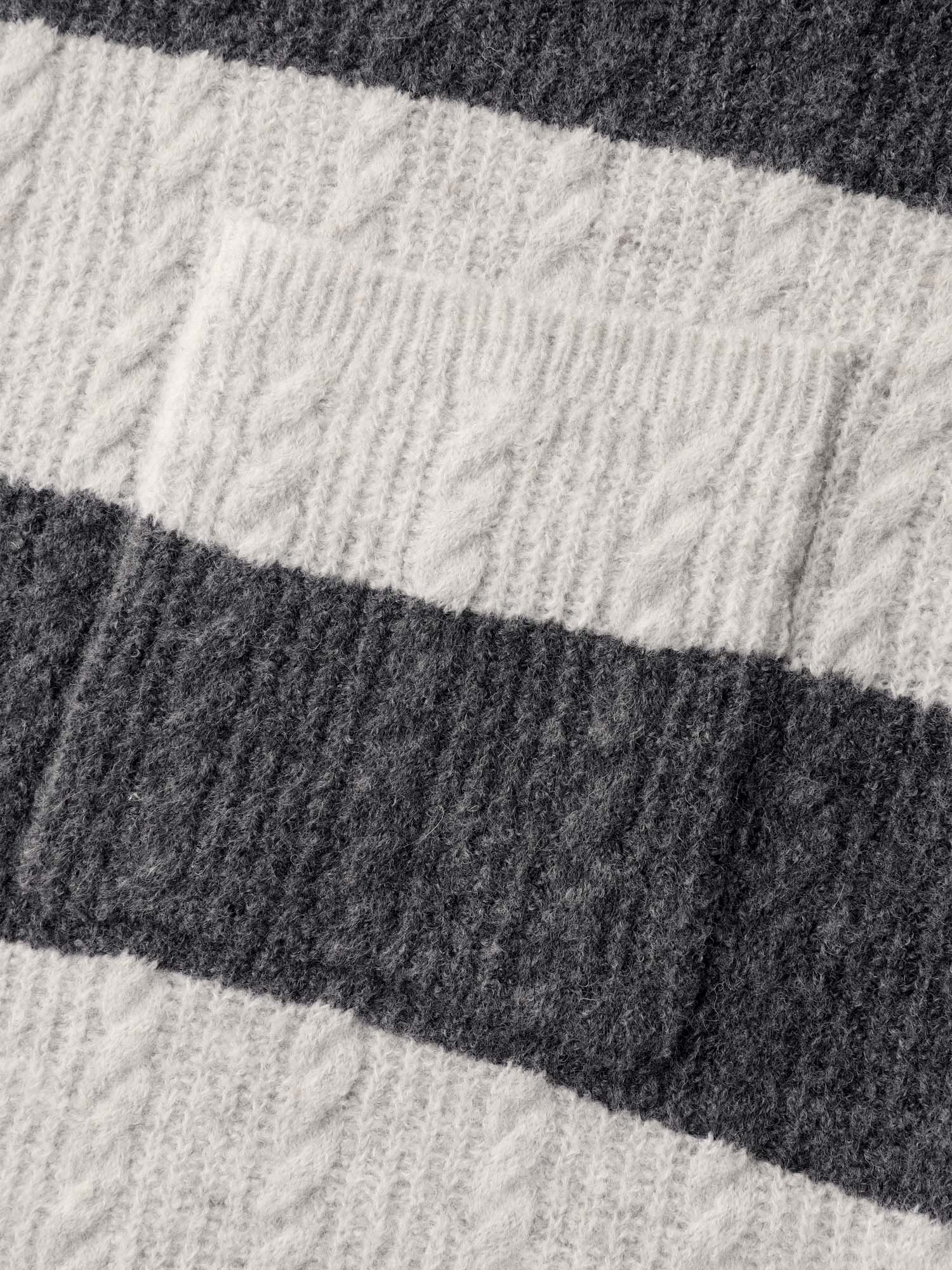 Striped Tissue Texture Knit Cardigan - Image 5