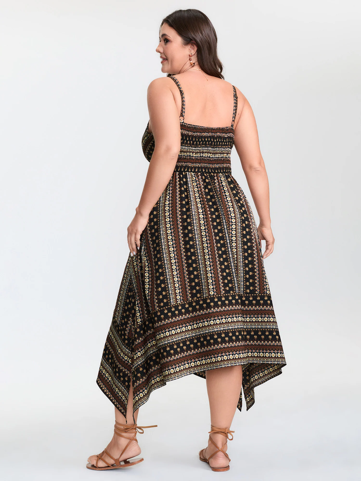 Striped Print V-Neck High-Low Maxi Dress - Image 4