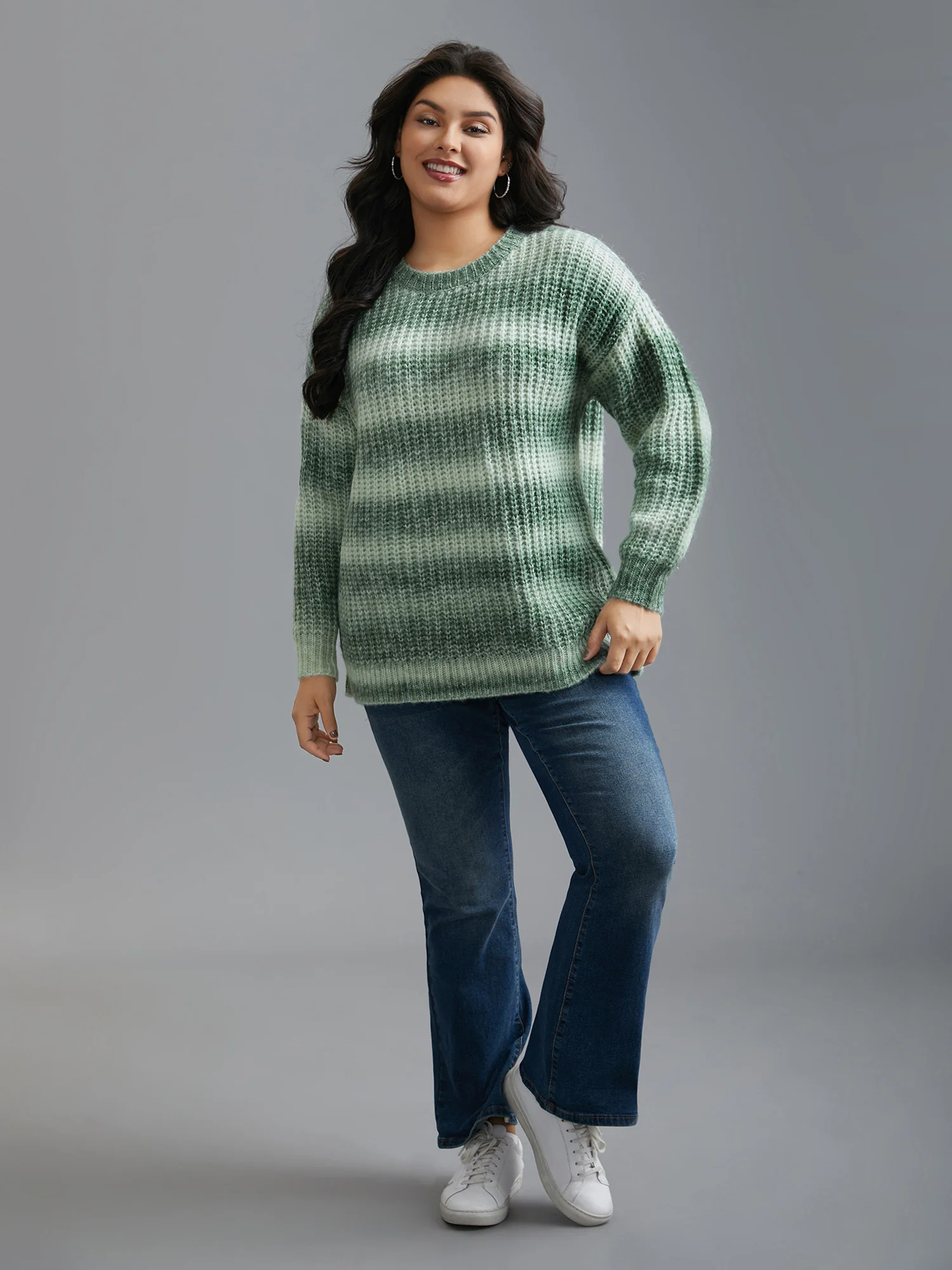 Striped Ribbed Knit Drop Shoulder Pullover - Image 3
