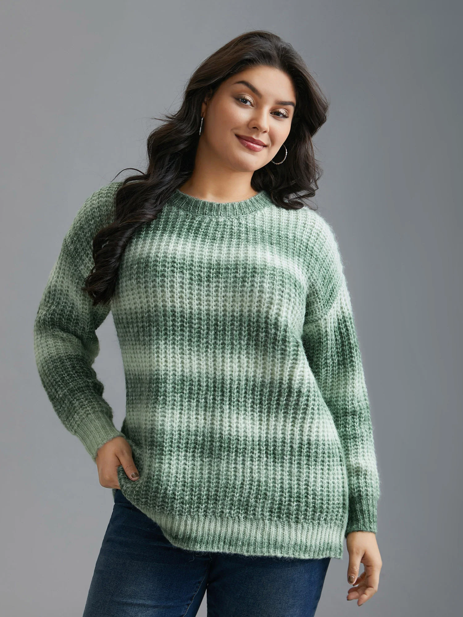 Striped Ribbed Knit Drop Shoulder Pullover - Image 4