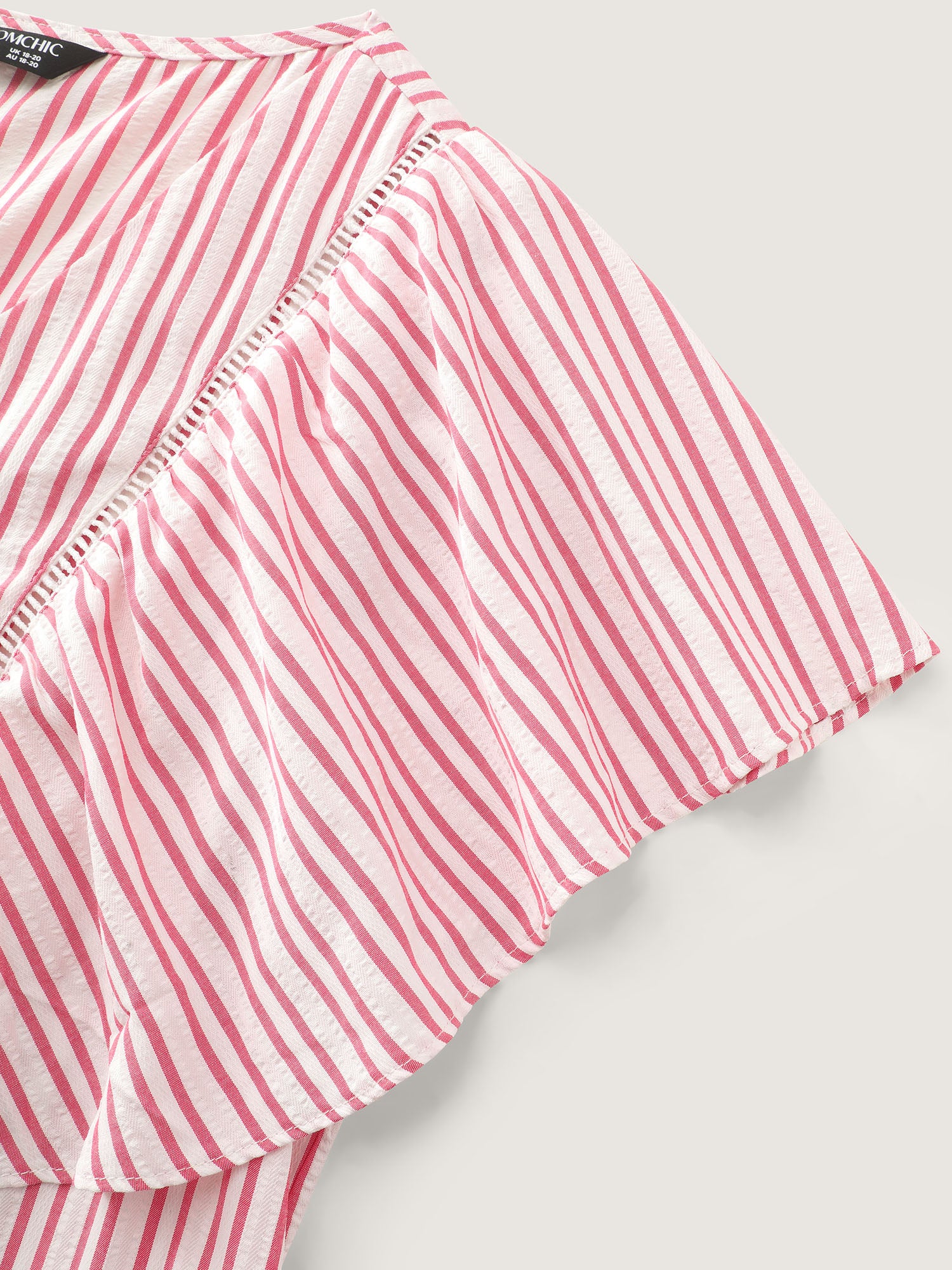 Striped Ribbed Ruffled Edge Blouse - Image 5