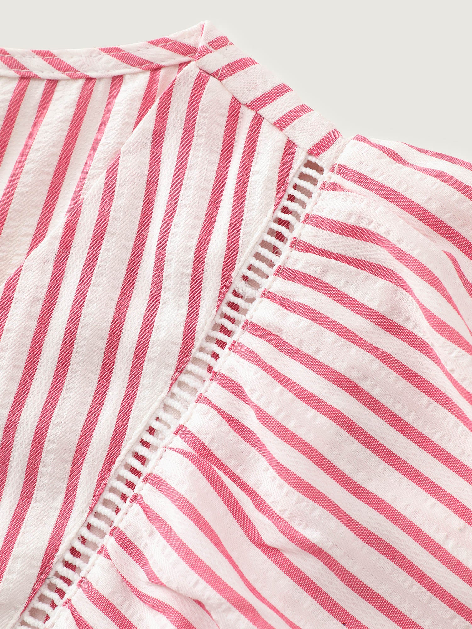 Striped Ribbed Ruffled Edge Blouse - Image 6