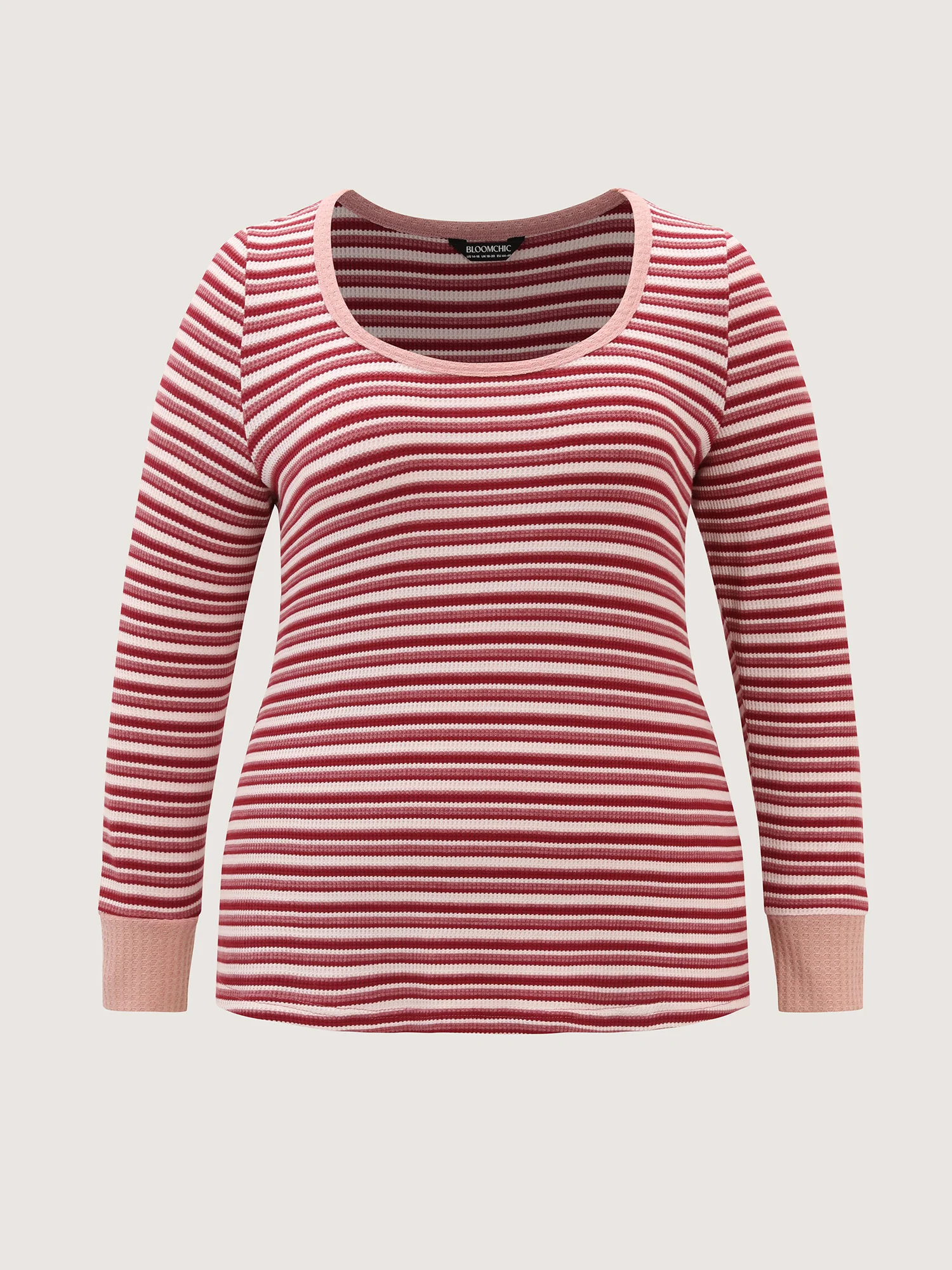 Striped Ribbed Scoop Button T-Shirt - Image 7