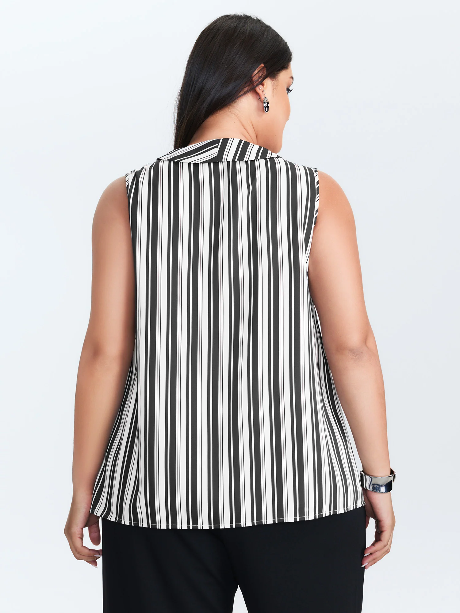 Striped Ribbon Neckline Tank Top - Image 4