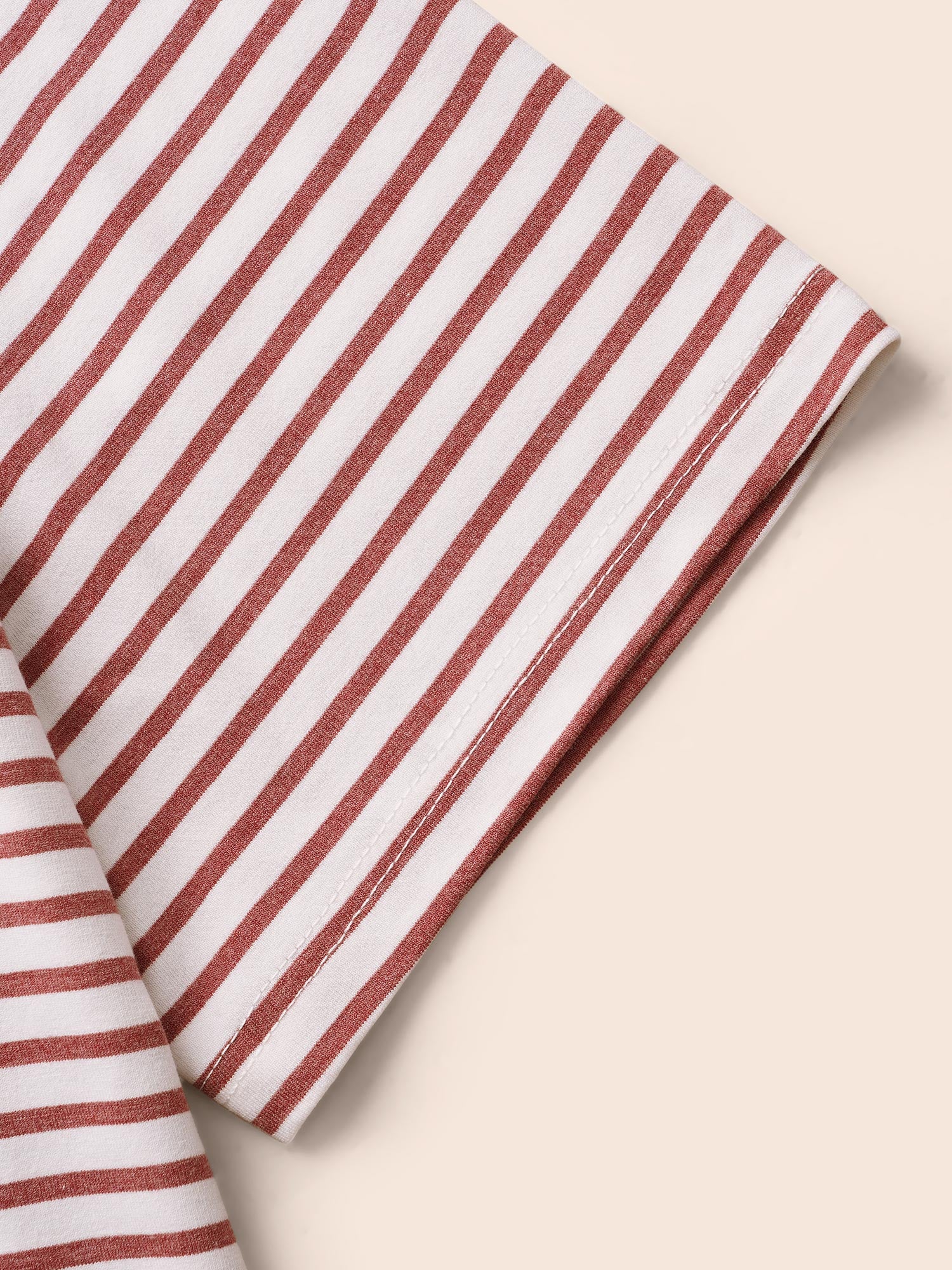 Striped Round Neck Crisscross T-shirt - Image 6