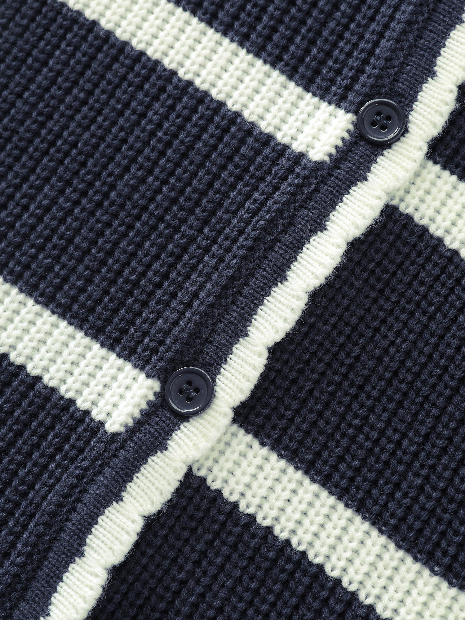 Striped Sailor Collar Pockets Knit Cardigan - Image 5