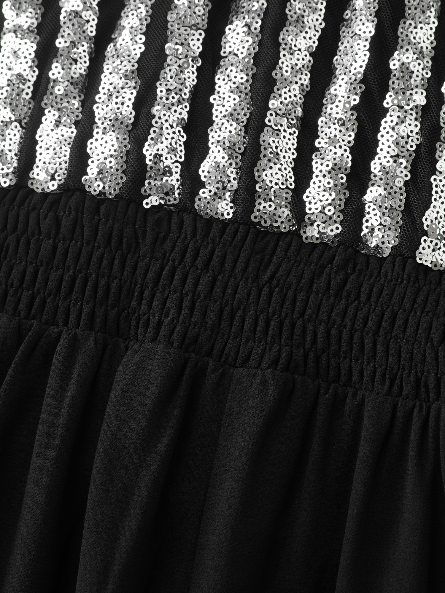 Striped Sequin V-Neck Contrast Midi Dress - Image 5
