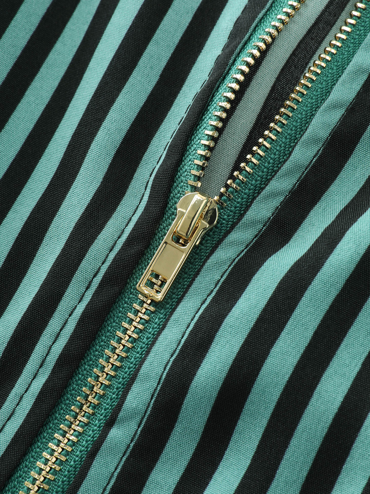 Striped Shirred Waist Zipper-Front Midi Dress - Image 7