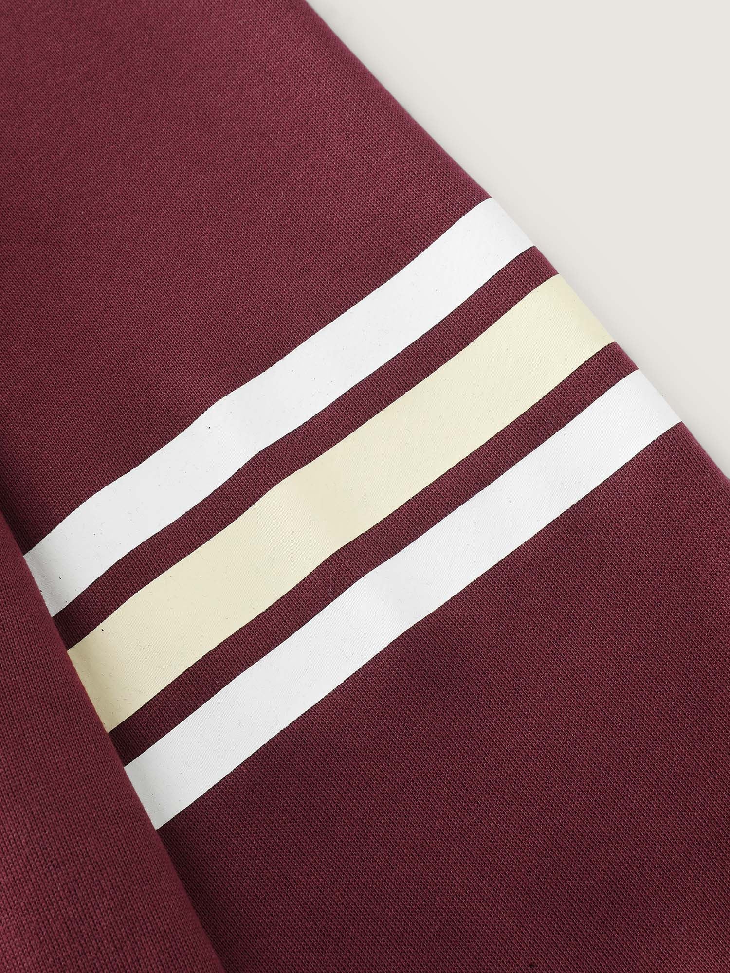 Striped Sleeve Neckline Cut-Out Neckline Sweatshirt - Image 7