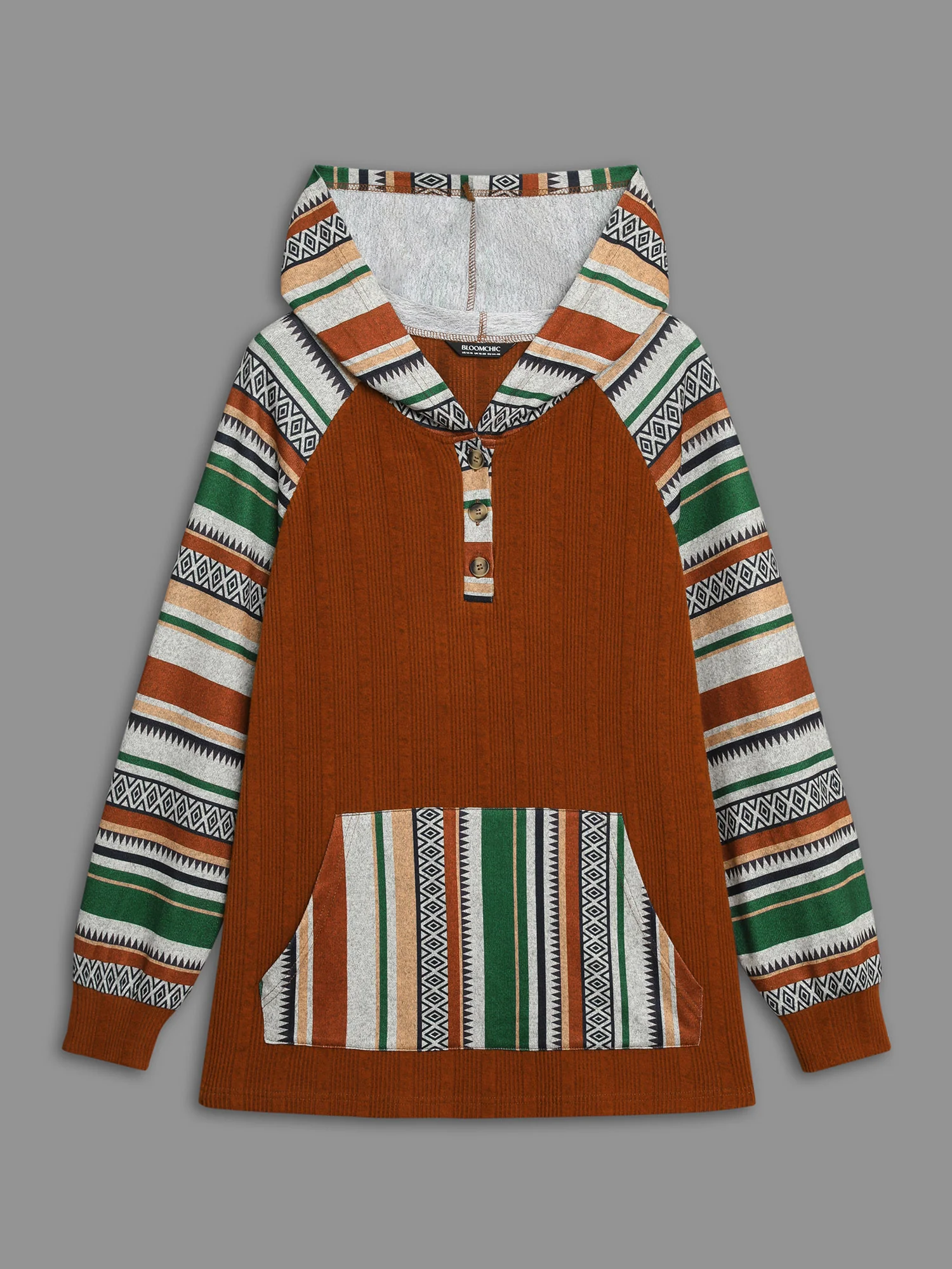Striped Spliced Pocket Hooded T-Shirt - Image 8