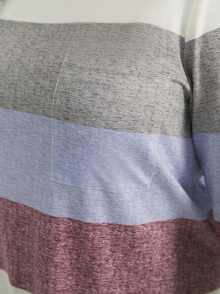 Striped Split Hem Asymmetrical T-shirt - Image 7