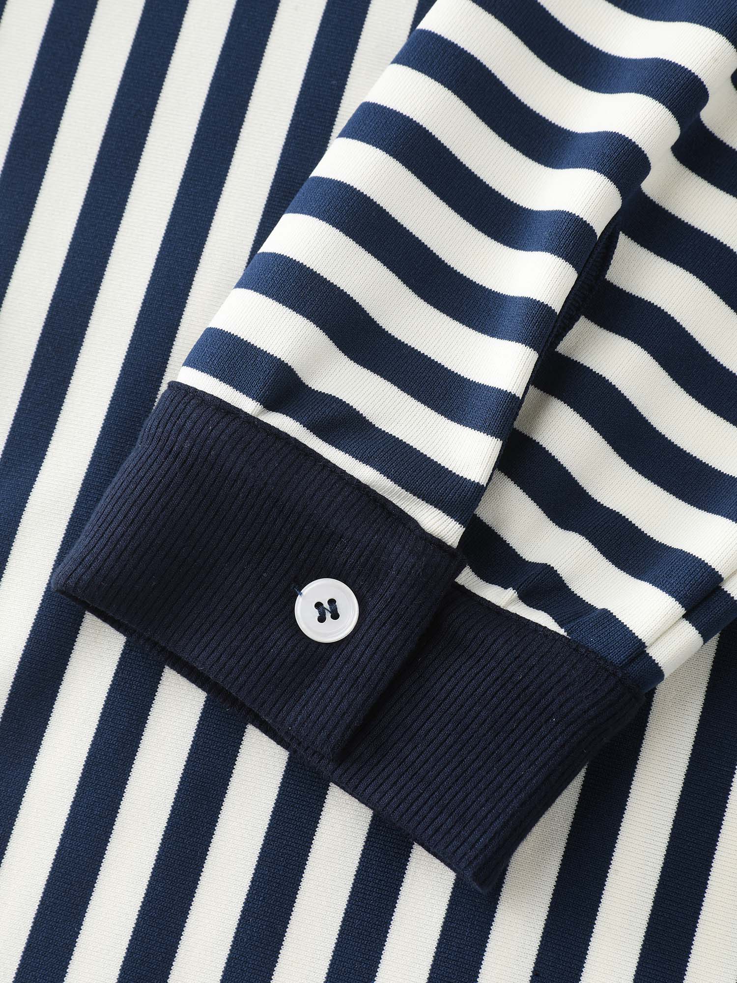 Striped Stretchy Color Contrast Button-Down Top - Image 7
