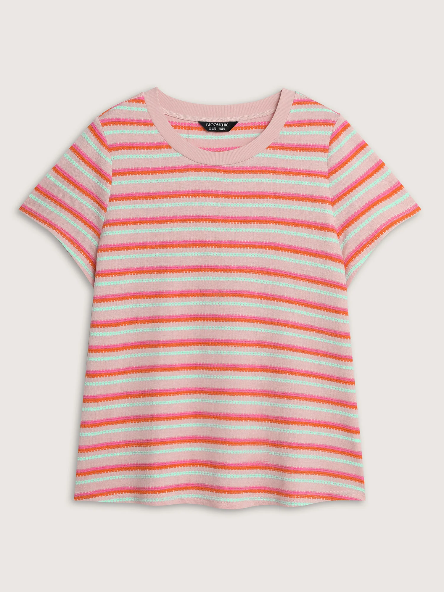 Striped Stretchy Round Neck T-Shirt - Image 9