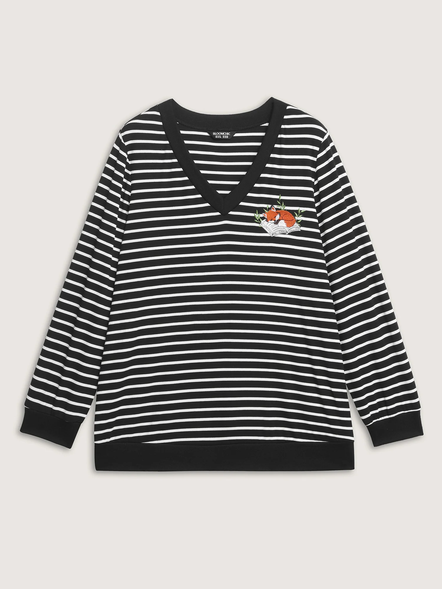Striped Stretchy V-Neck Sweatshirt - Image 8
