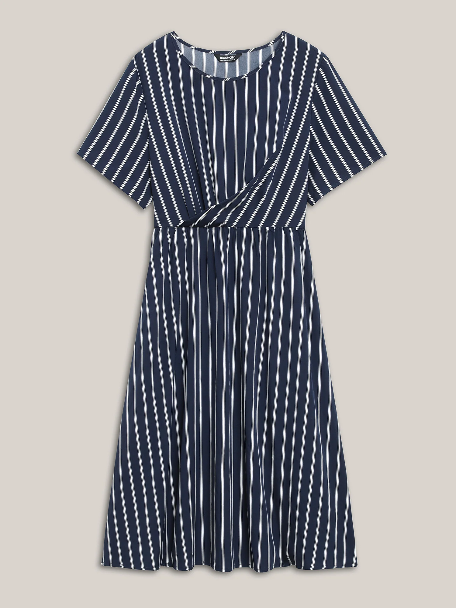 Striped Stretchy Waist Defining Pockets Dress - Image 7