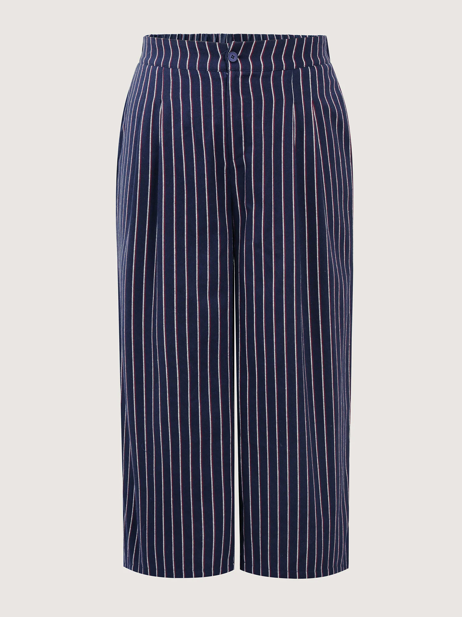Striped Stretchy Waistband Straight Leg Pants - Image 8