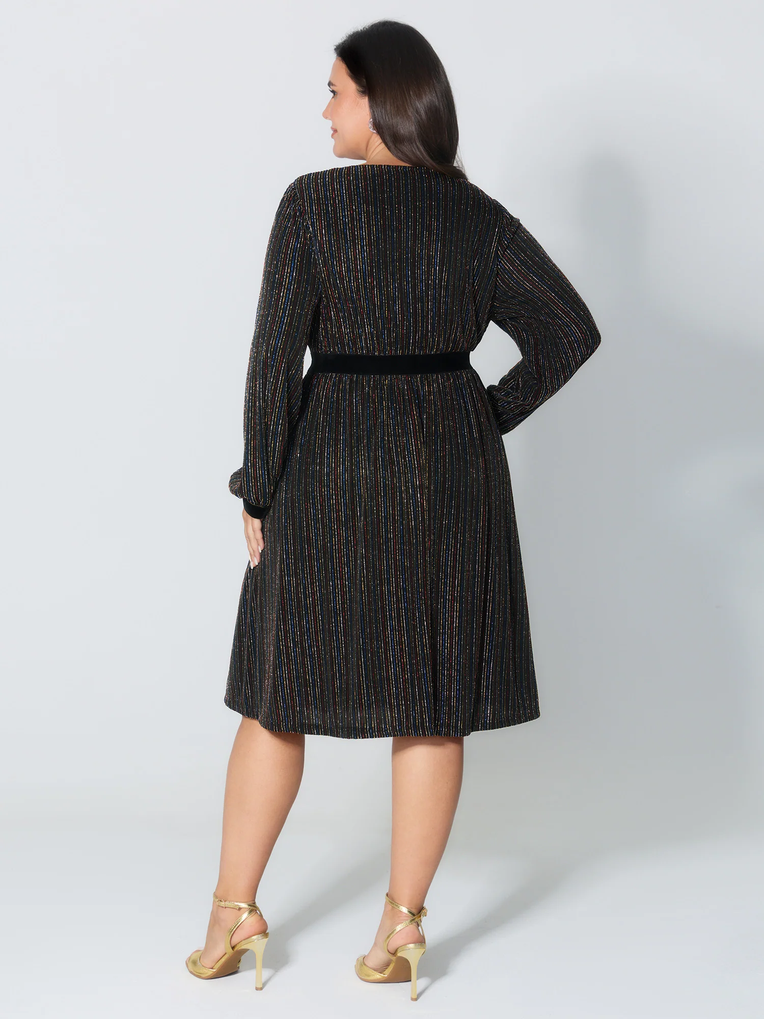 Striped Surplice Neckline Flowy Midi Dress - Image 4