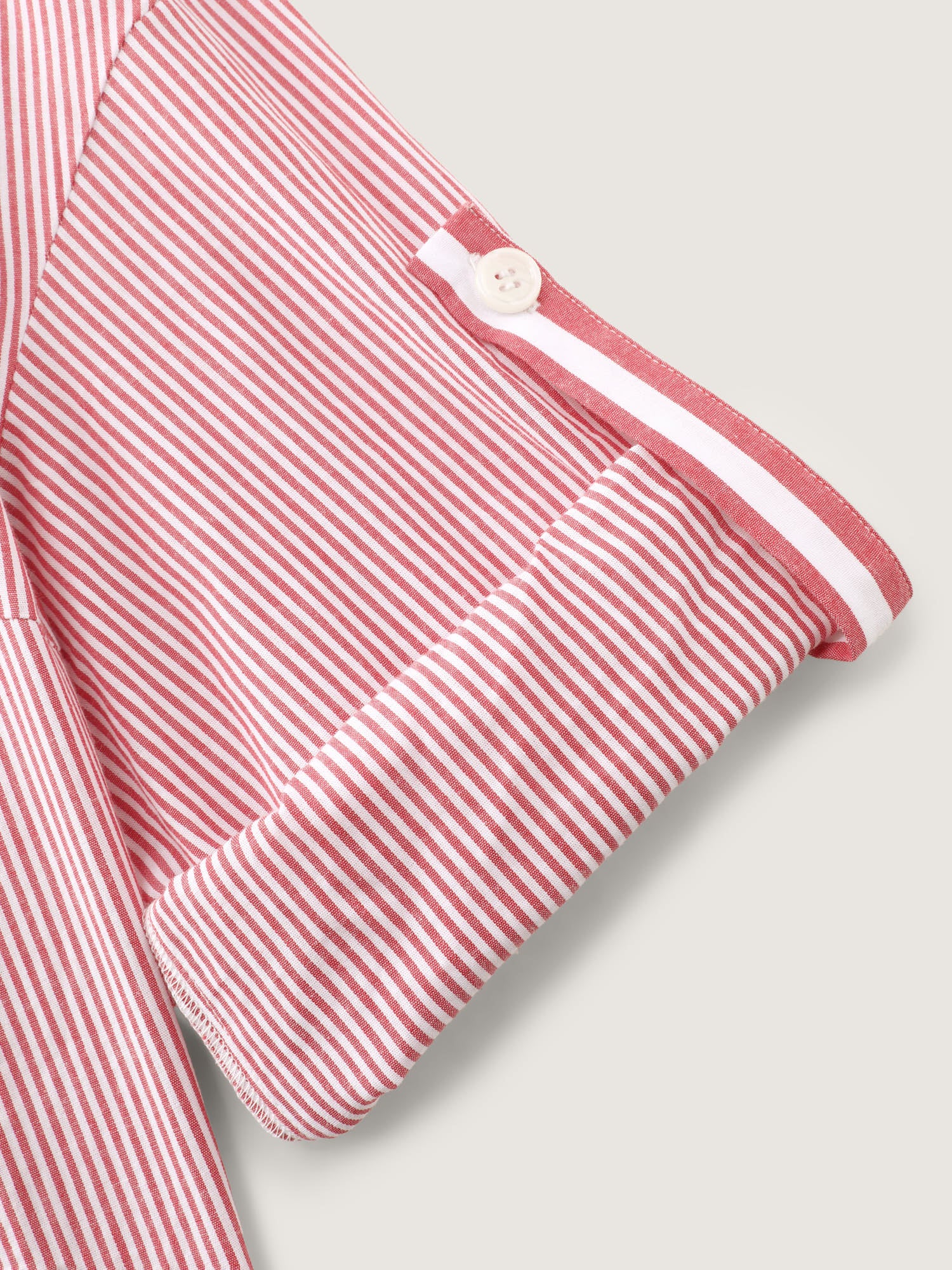 Striped Tab Sleeve Button-Down Shirt - Image 6
